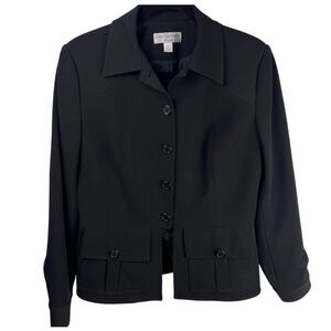 Lena Gabrielle Black Button Jacket, Size 8, Stretch Lined Career Blazer
